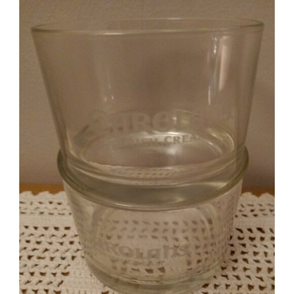 Carolans Irish Cream Short Lowball Glasses 7 oz Clear Glass Barware Set Of 2 - Picture 3 of 5